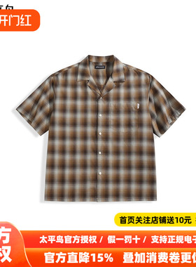 太平鸟男装衬衫25夏新款宽松阔版格纹潮 B2CJF2167