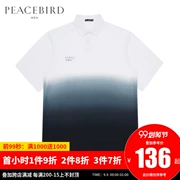 Áo sơ mi nam hòa bình POLO dành cho nam 2019 Mùa hè Mới màu xanh và trắng Gradient Thời trang Hàn Quốc Loose Lapel Men ngắn tay - Polo