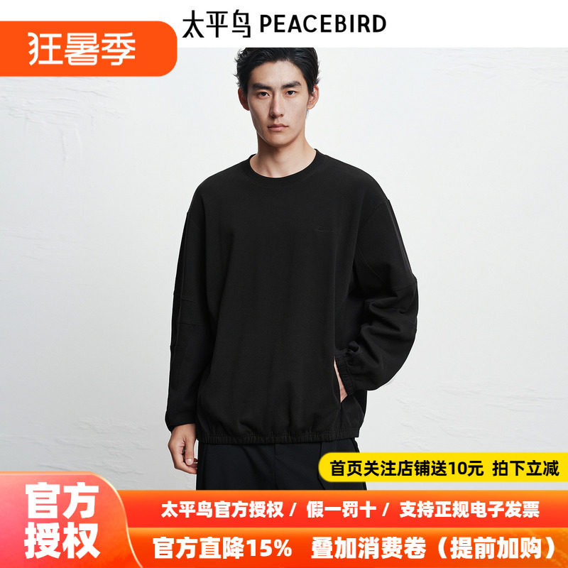 【商场同款】太平鸟男装卫衣25冬季新款圆领套头衫潮 B2CRF4D08
