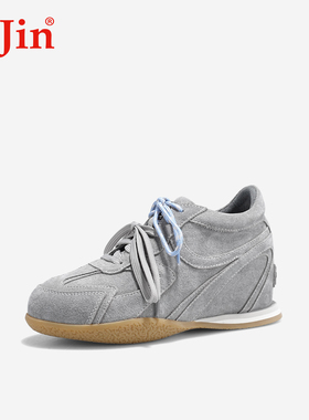 iiJin艾今26春新品7.5cm隐形内增高时尚芭蕾双鞋带德训鞋女321QFA