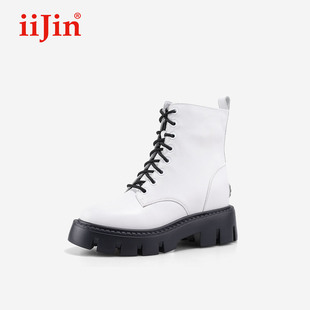 iiJin艾今25秋冬新品 马丁短靴女724NUA 9cm厚底内增高超轻简约经典