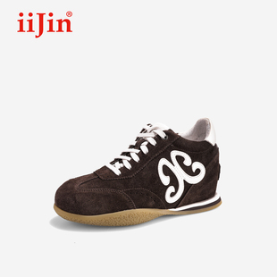 iiJin艾今26春新品 女321QNN 7.5cm薄底内增高复古美拉德休闲德训鞋