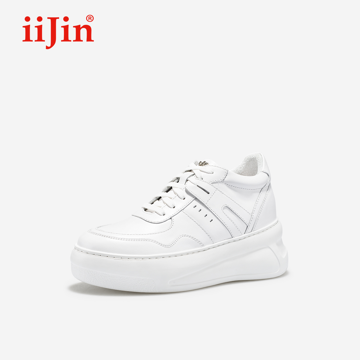 艾今明星同款8cm简约小白鞋女