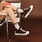 iiJin艾今25新款 8cm厚底内增高复古绒面歪头低帮休闲鞋 女065QNJ