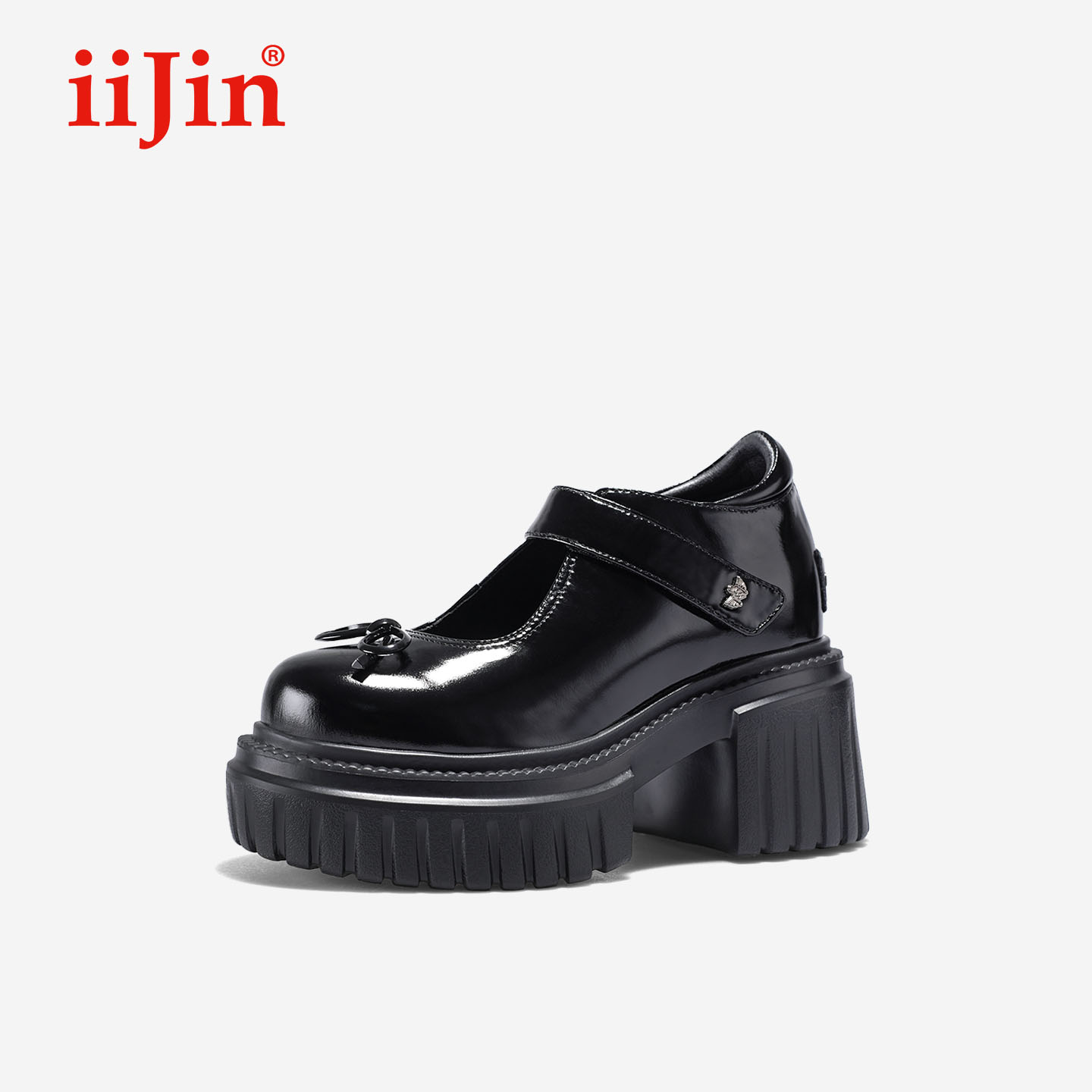 iiJin艾今25夏季新品10cm厚底内增高超轻蝴蝶结玛丽珍鞋女971FKA