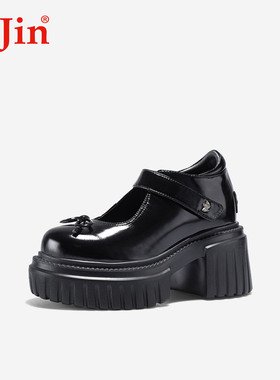 iiJin艾今25春夏新品10cm厚底内增高超轻蝴蝶结玛丽珍鞋女971FKA