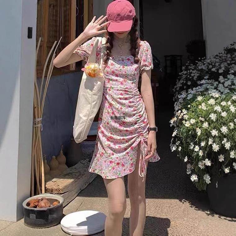 裙子超仙女夏森系法式设计感小众收腰显瘦初恋气质甜美碎花连衣裙
