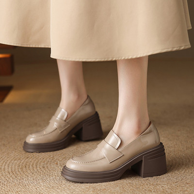 真皮厚底软底乐福鞋英伦风小皮鞋