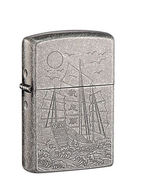 ZORRO佐罗92138C一帆风顺古银蚀刻系列铜壳煤油打火机防风