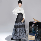 改良通勤新中式 汉服女明制国风马面裙日常款 绘秋意 宴花辞原创