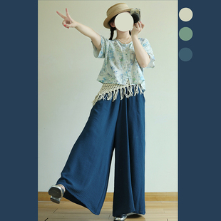 短袖 宴花辞原创 汉服女圆领衫 宋裤 夏日常套装 素新中式 仲夏 汉元