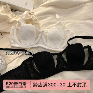 法式内衣女夏季薄款兔耳朵聚拢显胸小上托性感蕾丝纯欲文胸罩套装