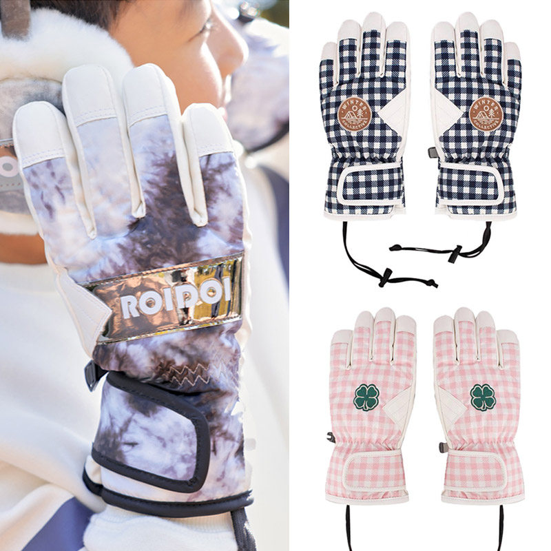 韩国儿童滑雪手套防水小学生男孩女童冬季加绒保暖玩雪骑行手套