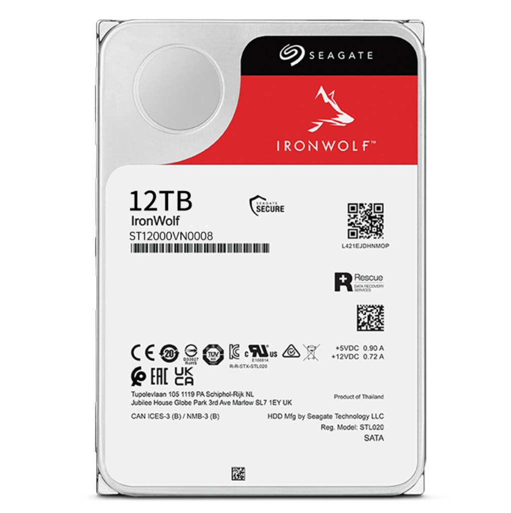 希捷酷狼NAS硬盘 12TB 256MB 机械硬盘CMR垂直ST12000VN0008