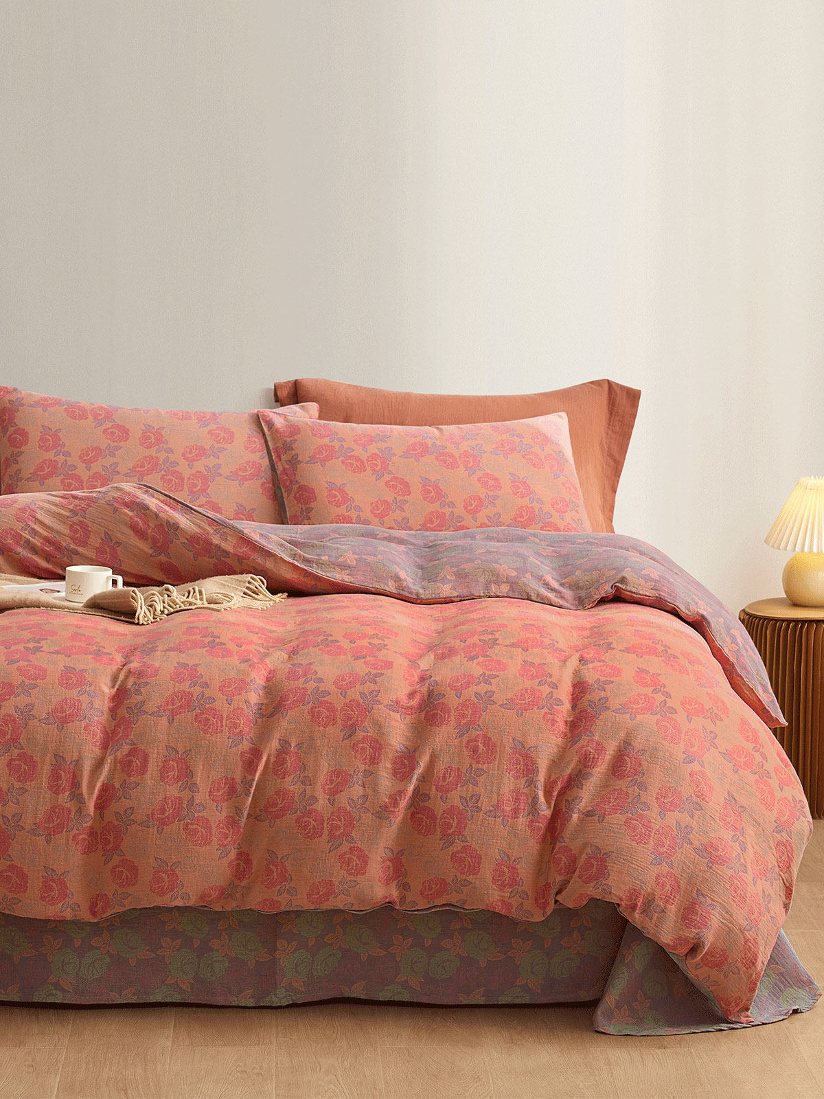 博洋家纺四件套A类全棉双层纱四件套被套床单冬季床上用品三件套