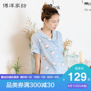 博洋家纺家居服卡通夏套装女棉短袖睡衣衬衫式两件套居家服套装女