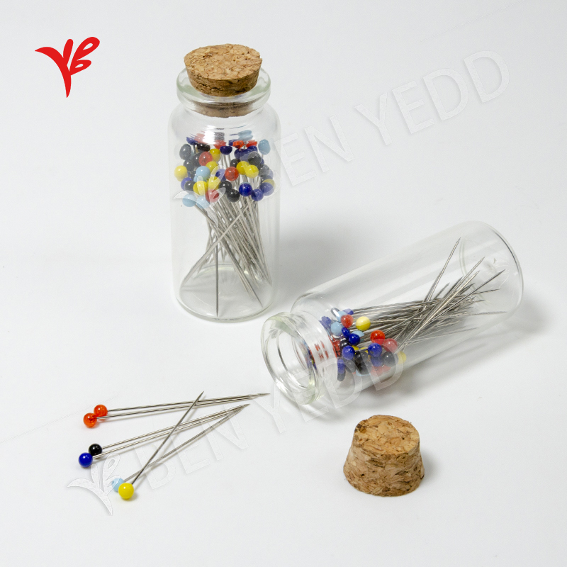 BEN YEDD北欧风玻璃头珠针长款大号高品质饱满玻璃头50枚含瓶装