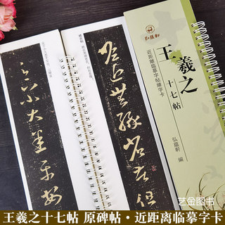 王羲之十七帖 原碑帖近距离临摹字帖临练习卡8.5*32.5cm繁体释文王羲之草书十七帖近距离对照临摹字卡成人毛笔书法临摹字帖