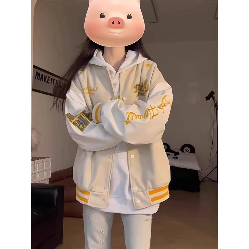 美式复古刺绣开衫外套男春季2025新款宽松休闲百搭夹克棒球服上衣