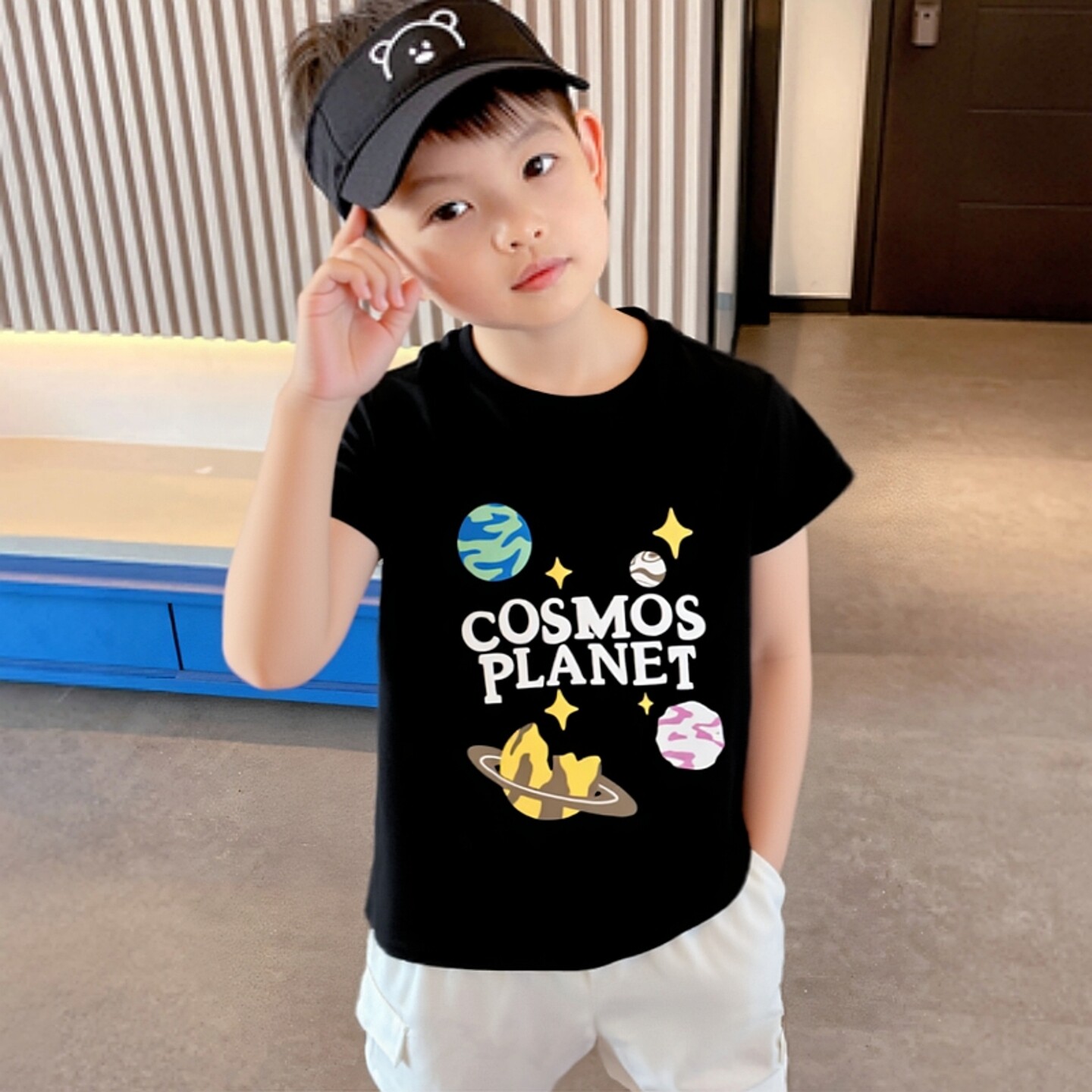 外贸潮牌童装男孩纯棉短袖t恤衫夏季儿童宝宝衣服半袖星空印花ins