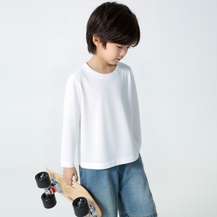 品牌外贸童装2025秋装男童长袖T恤纯色广告衫定制纯棉儿童衣服潮