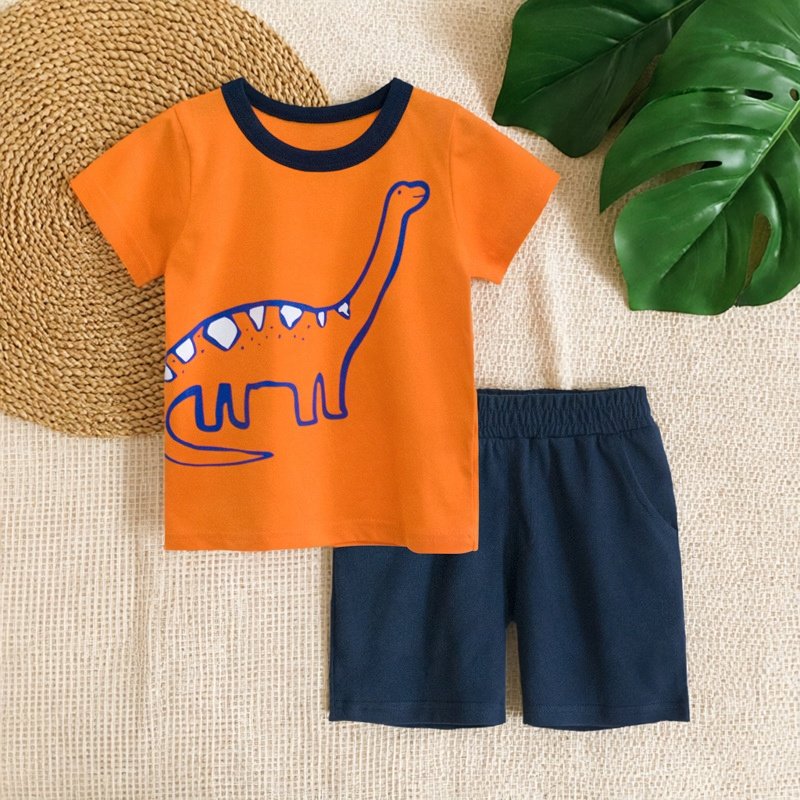 2026夏季品牌童装新款儿童套装男童纯棉运动短袖T恤中裤两件套潮