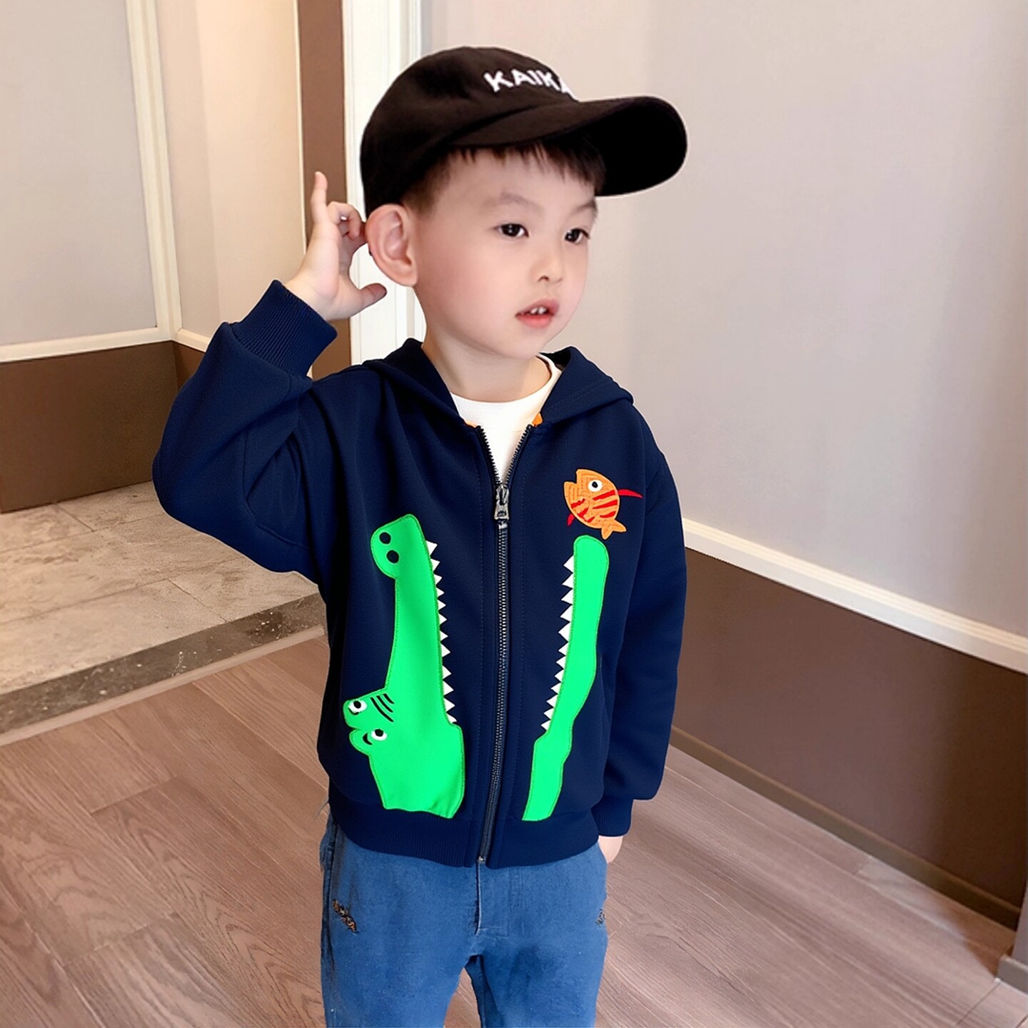 童装新品2026款男童春季纯棉小毛圈拉链外套儿童服装宝宝卫衣开衫
