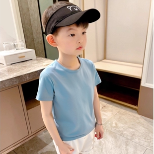 27kids品牌外贸原单童装儿童纯棉短袖t恤2025夏季男宝宝衣服纯色