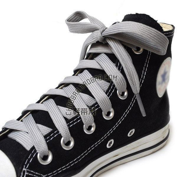 1cm宽男女高帮鞋带浅银灰色黑棕绿扁鞋带运动休闲双层鞋带一双装