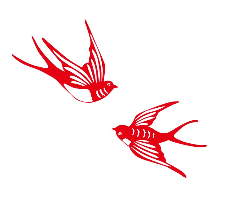 燕子双面自粘翱翔传统纯手工剪纸窗花儿童生日礼品教室房间装饰画