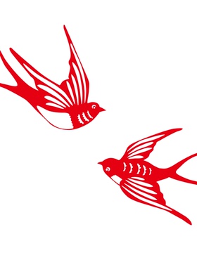 燕子双面自粘翱翔传统纯手工剪纸窗花儿童生日礼品教室房间装饰画