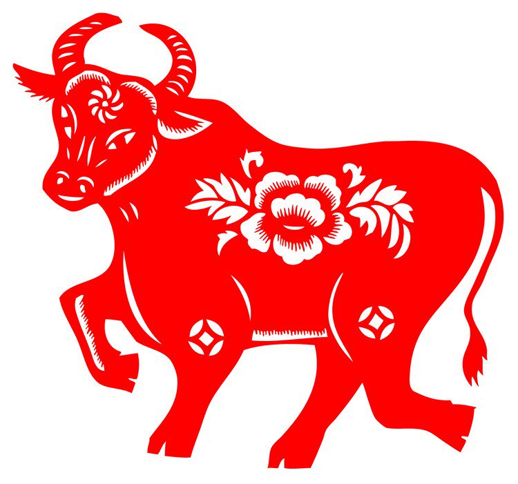 剪纸画窗花中国风学生儿童专用作品交作业生肖牛不干胶贴纸镂空
