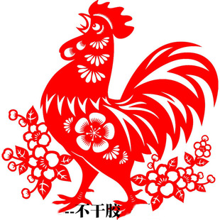 公鸡报晓昂首挺立窗花剪纸宣纸剪纸动物十二生肖春节窗花成品防水