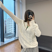 高领拉链慵懒老钱风加厚针织衫 高定版 小马刺绣拉夫家半开衫 外套潮