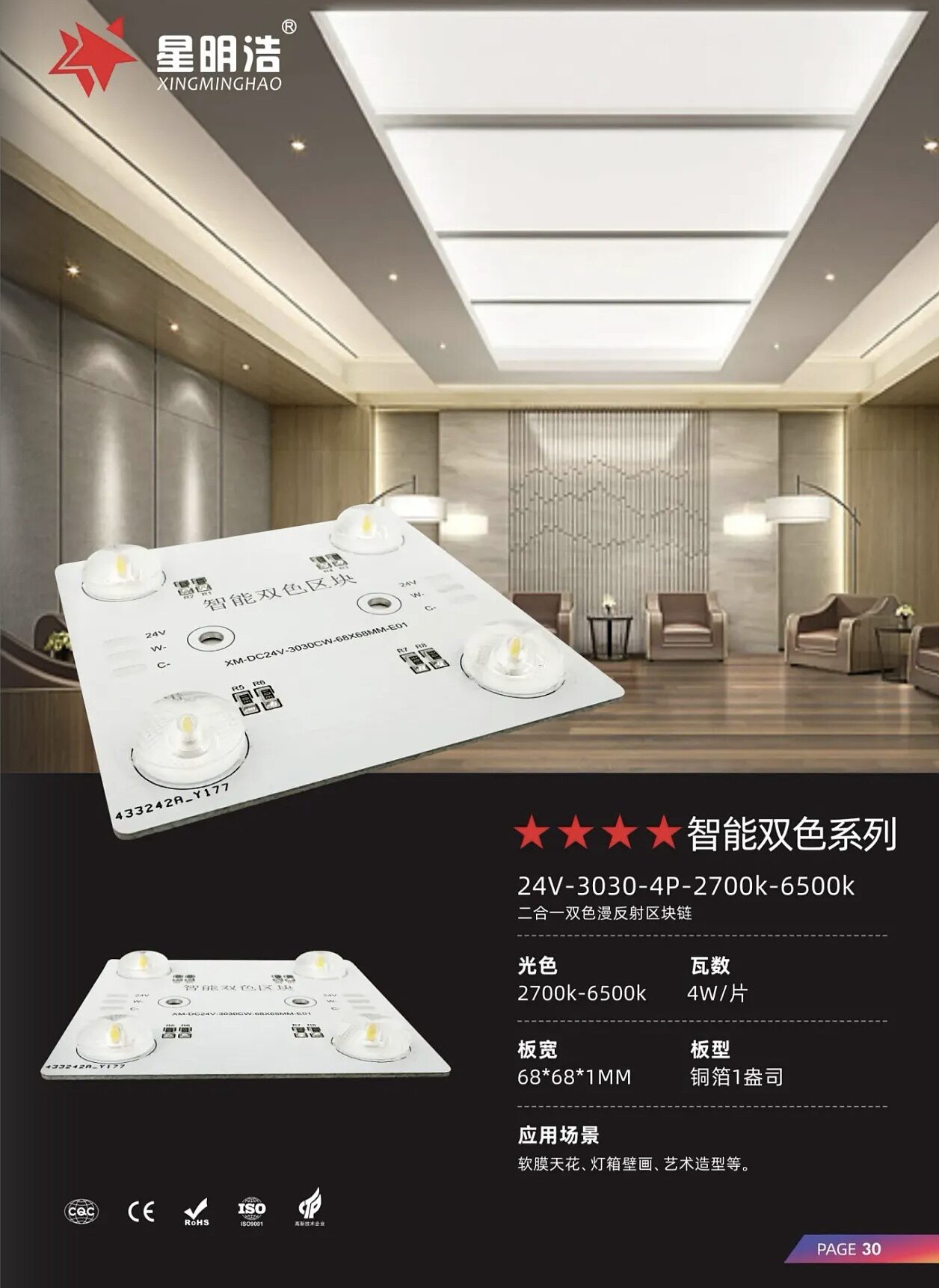 星明浩低压24V双色4W区块链灯板LED灯箱光源软膜天花漫反射