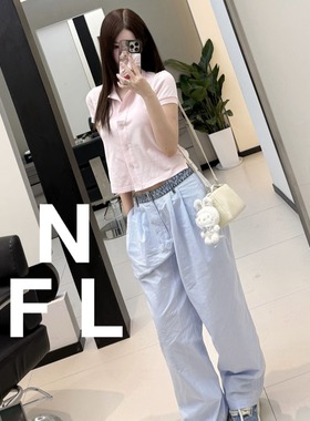 【NEW FOOLLAND】纽约高街Da王2025春夏高版本拼接设计条纹阔腿裤