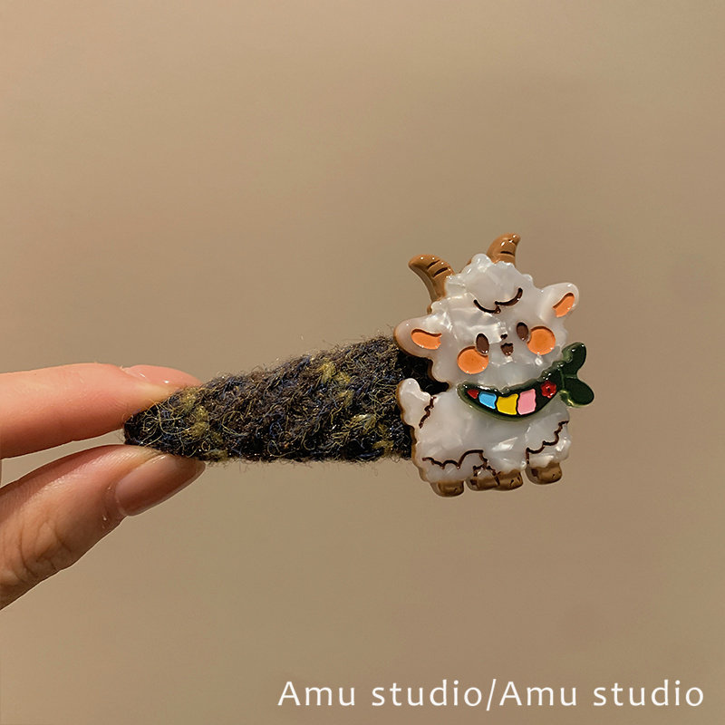 韩版可爱卡通小羊毛线针织发夹新款精致甜美发卡刘海侧边bb夹头饰