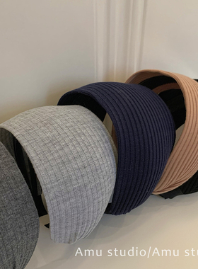 易梦玲同款法式针织灰色加宽发箍女高颅顶时尚发带头箍发卡头饰品