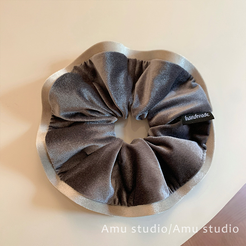 高级感复古灰色亮面大号大肠发圈女气质扎头发丸子头发绳头绳皮筋