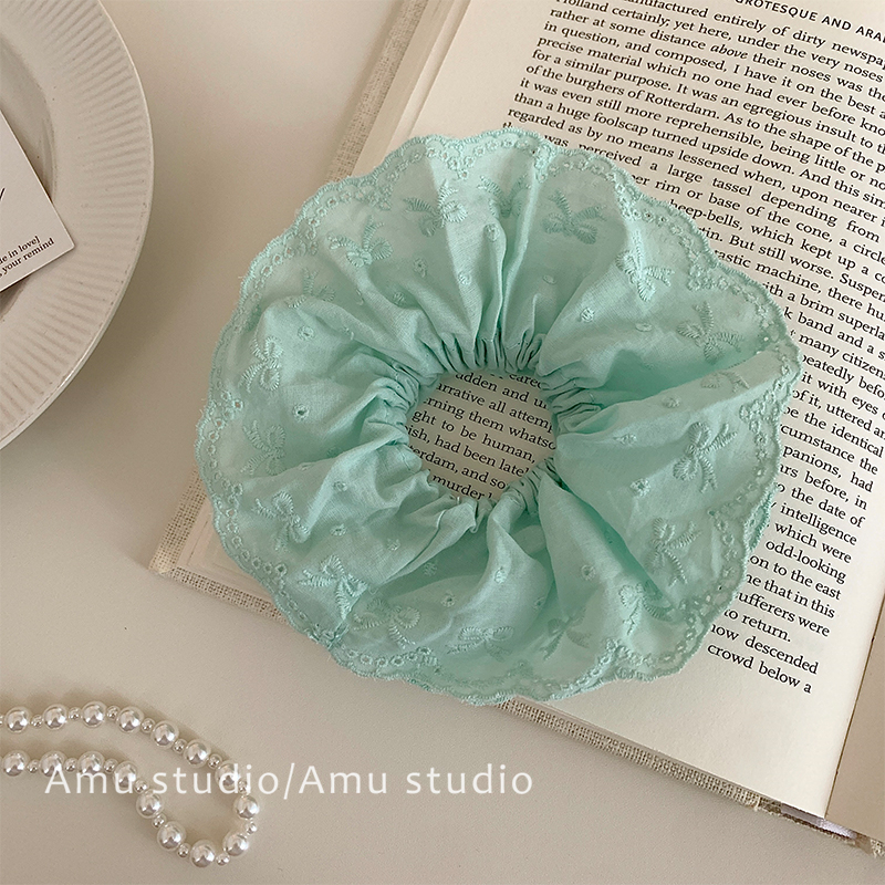 薄荷绿少女双层发圈大肠圈2024新款夏季头绳高级感发绳发饰头饰女