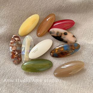 2024新款 醋酸发夹复古气质前额侧边刘海夹简约椭圆碎发鸭嘴夹头饰