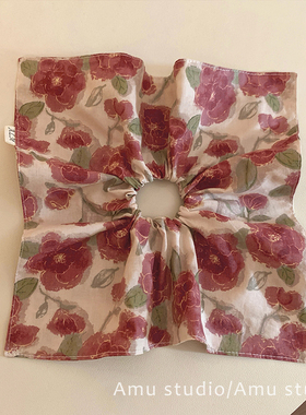 气质玫瑰花朵大号方巾大肠发圈女扎头发低马尾发绳头绳皮筋发饰品