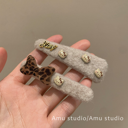 一对装~设计感秋冬可爱卡通猫咪发夹女侧边刘海夹子前额碎发BB夹