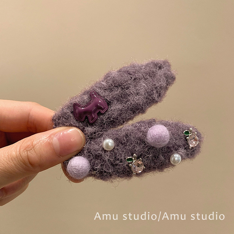 一对装~紫色毛绒小狗毛球珍珠发夹女甜美前额碎发BB夹侧边刘海夹,饰品/流行首饰/时尚饰品新,发饰,淘宝优惠券,粉丝福利购,淘宝优惠卷