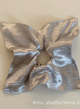 高级感银色亮面方巾大肠发圈女韩系方形扎头发低马尾皮筋发绳头绳