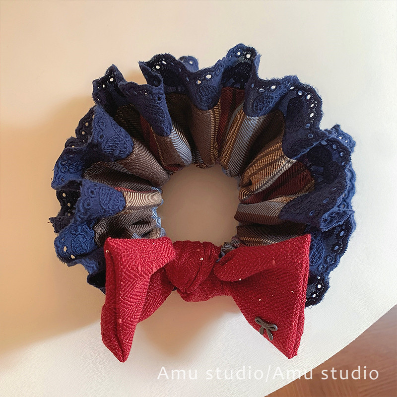 红色蝴蝶结蕾丝花边格纹大肠发圈女甜美扎头发丸子头发绳头绳皮筋,饰品/流行首饰/时尚饰品新,发饰,淘宝优惠券,粉丝福利购,淘宝优惠卷