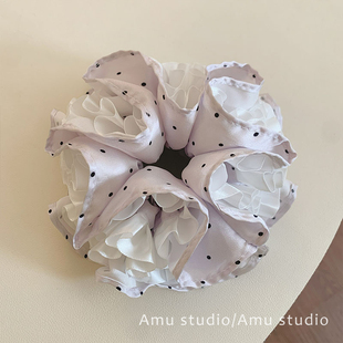 甜美香芋紫色多层大肠发圈女芭蕾风扎头发丸子头发绳侧低马尾头绳