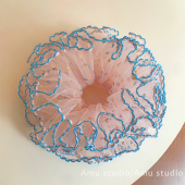 韩国甜美粉色网纱波点四层大肠发圈少女扎头发丸子头发绳头绳皮筋