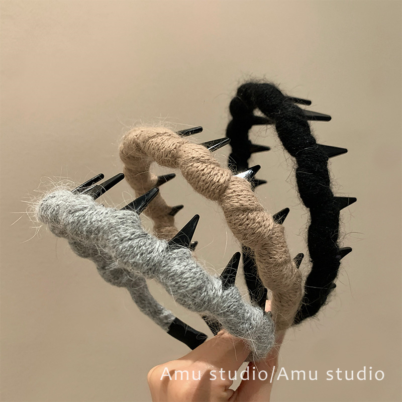 韩系秋冬毛线针织麻花编织带齿防滑发箍女气质高颅顶头箍发卡头饰