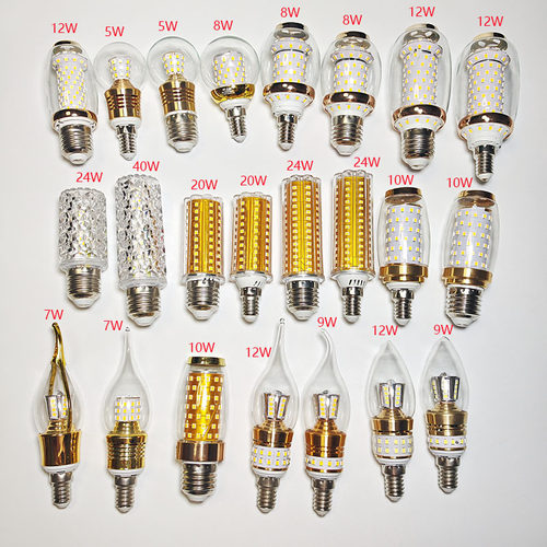 LED光源蜡烛灯泡玉米灯拉尾泡E27e14小螺口超亮家用节能吊灯尖泡
